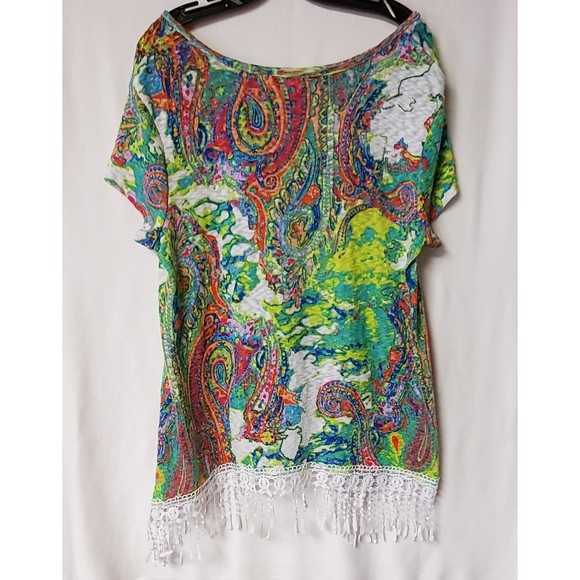 Westbound Woman Paisley Fringed Blouse Size 1X - Picture 2 of 3